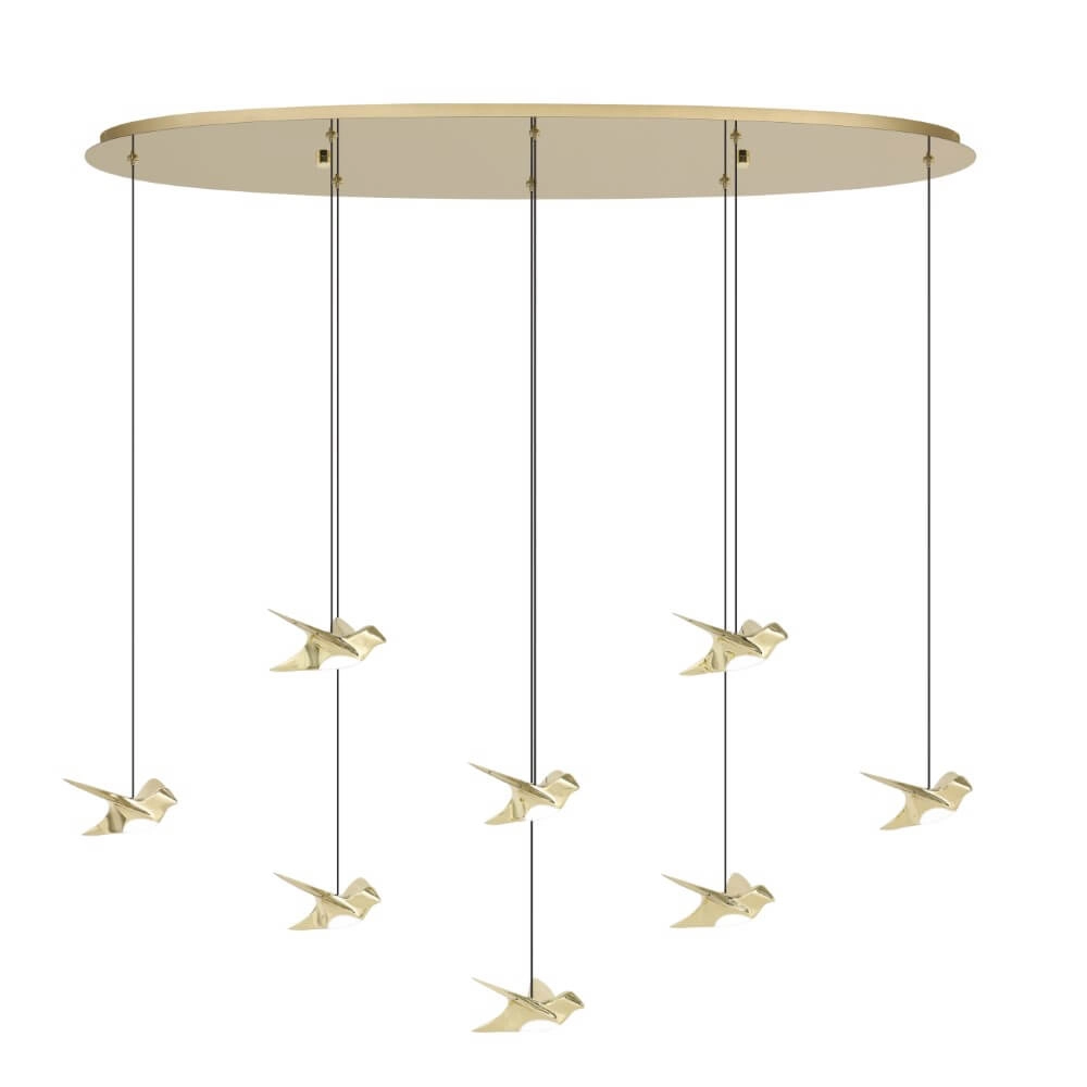 8-lichts hanglamp Paratebueno 2 messing