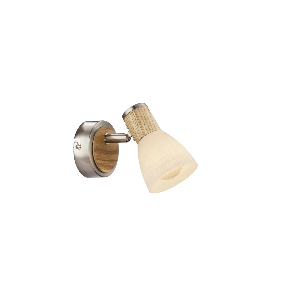 Wandlamp Gylfi nikkel met hout