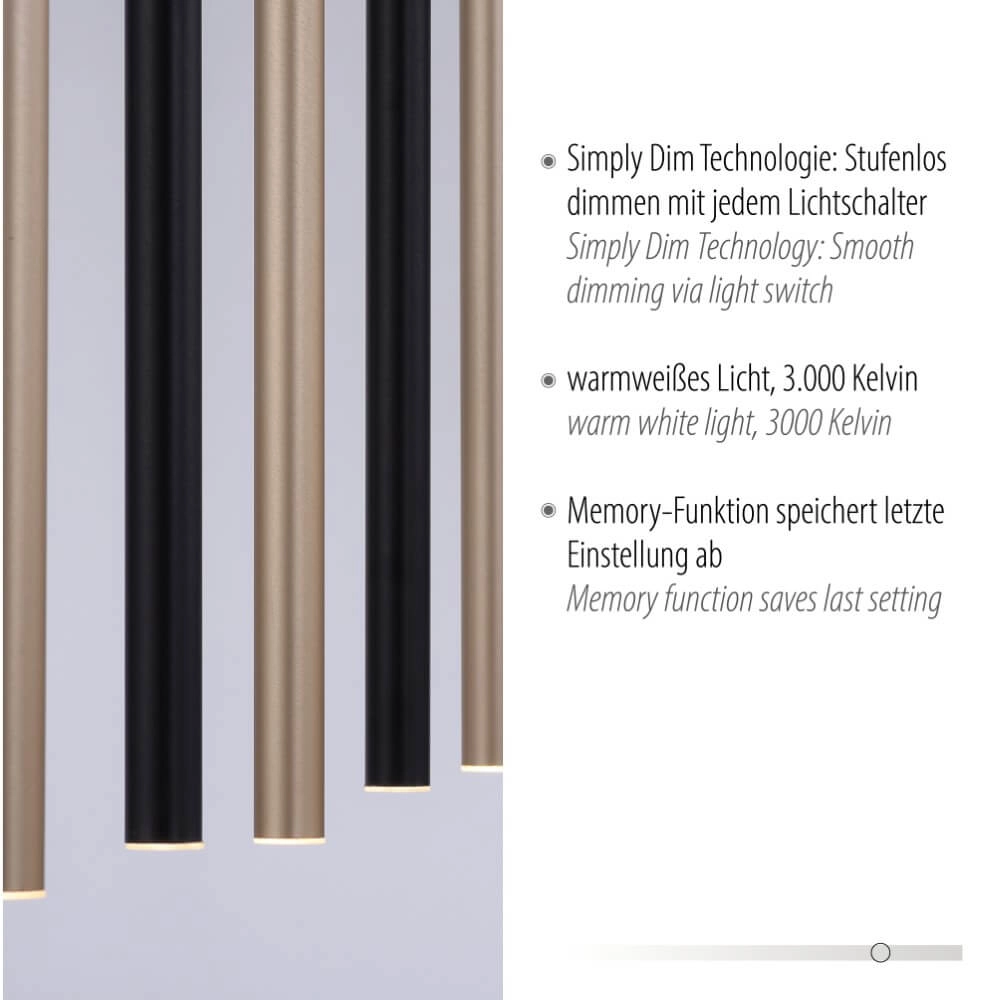 Unieke hanglamp Flute 7-lichts Paul Neuhaus 4012248374771