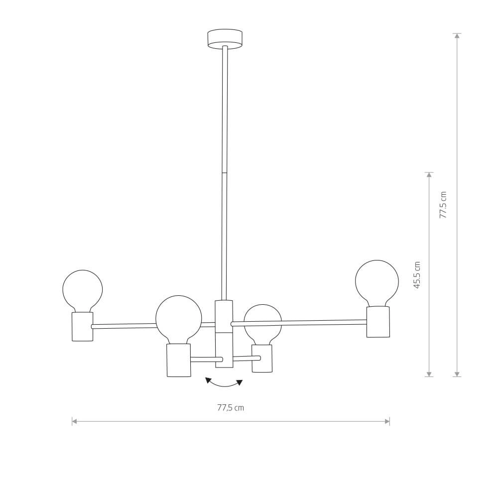 4-lichts zwarte hanglamp Radius Lyora 5903139793193
