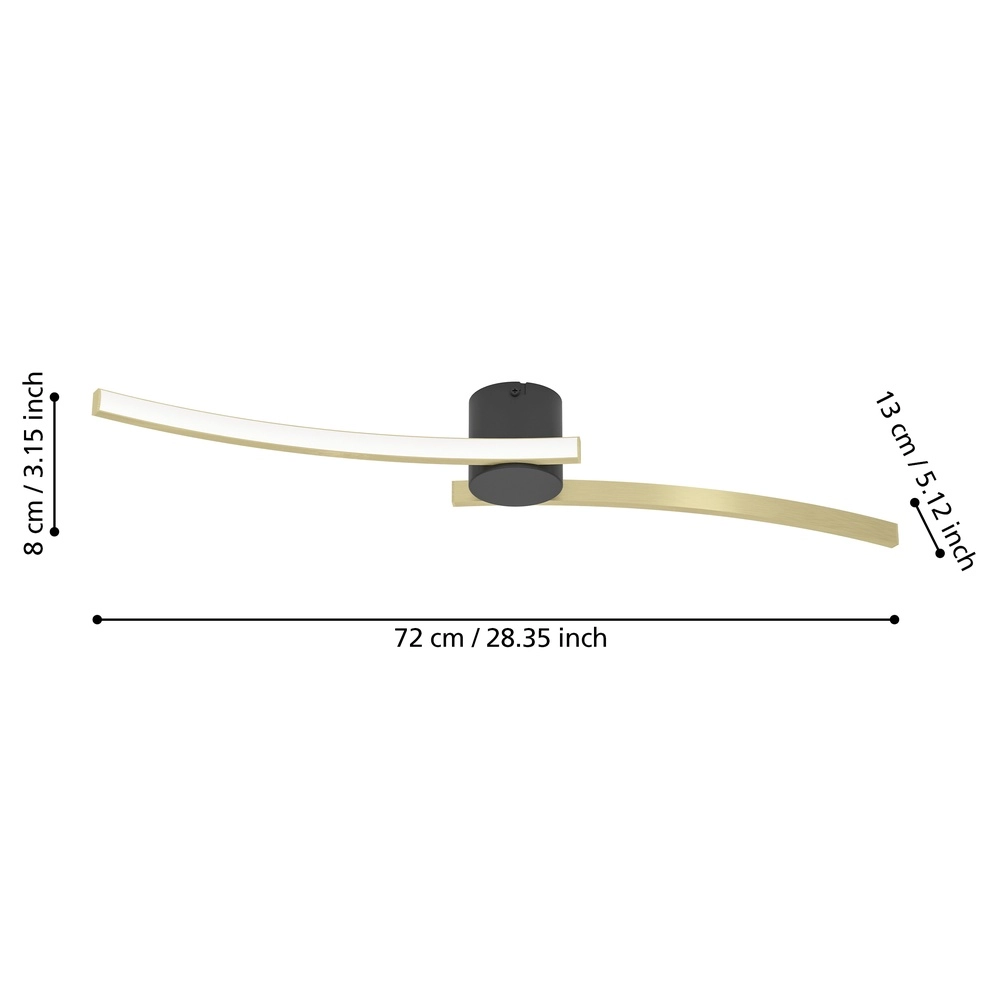 Slanke led plafondlamp Aieta 72cm - goud met zwart Eglo 9008606316106