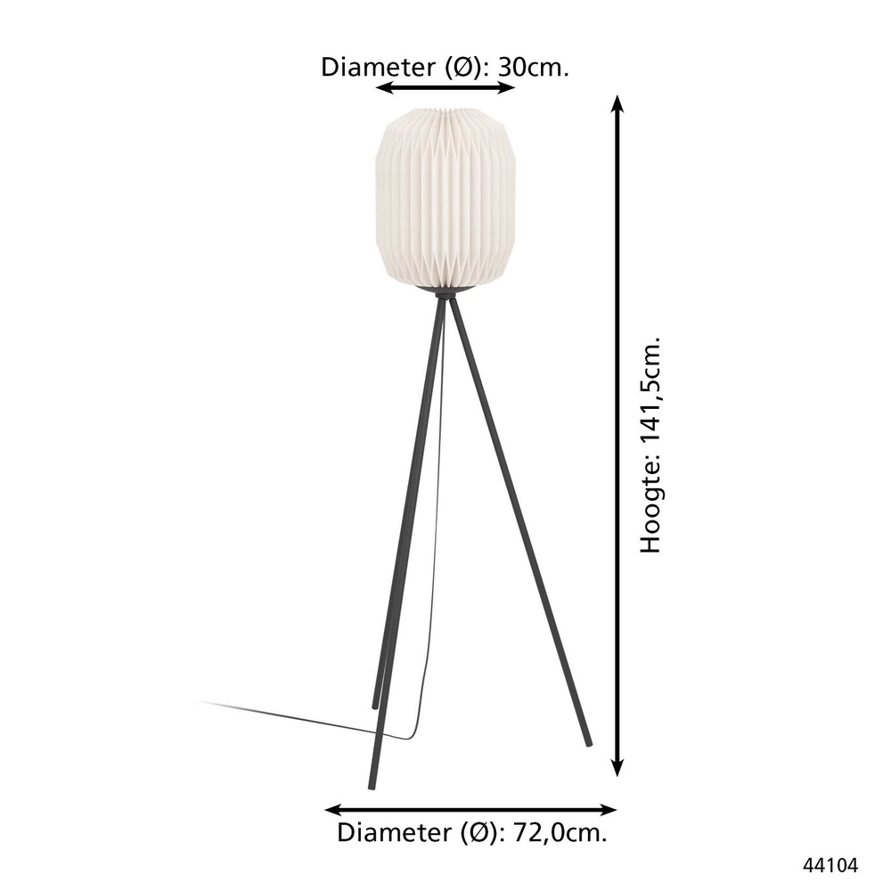 Tripod vloerlamp Belgrave met papieren kap Eglo 9002759441043