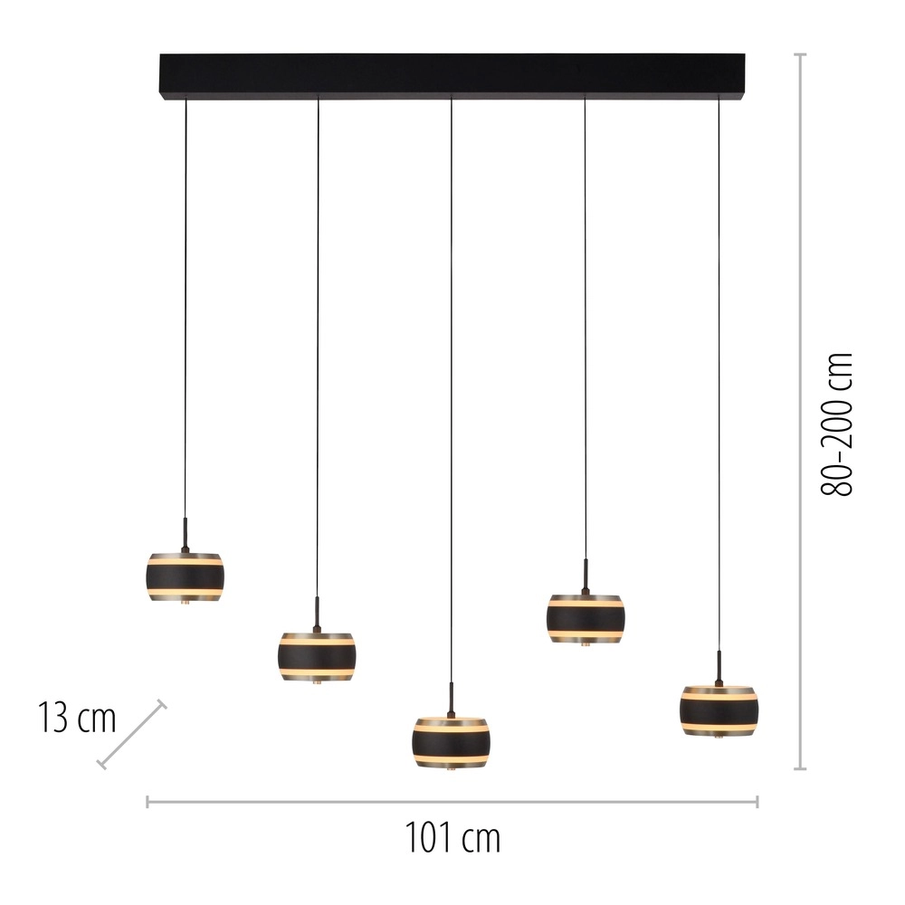 5L eettafel hanglamp Pure Falling Rings black pearl Paul Neuhaus 4012248396575