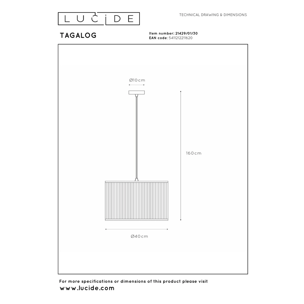 Hanglamp Tagalog Ø 40cm zwart Lucide 5411212211620
