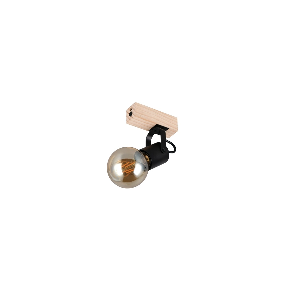 Plafondlamp Lynar zwart met hout Trio 4017807670684