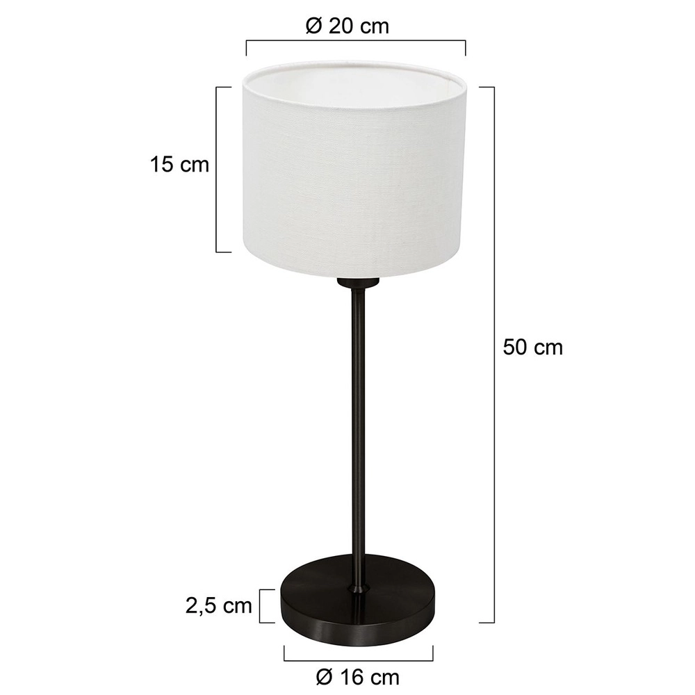 Zwarte tafellamp Noor met wit kapje Steinhauer 8712746182194