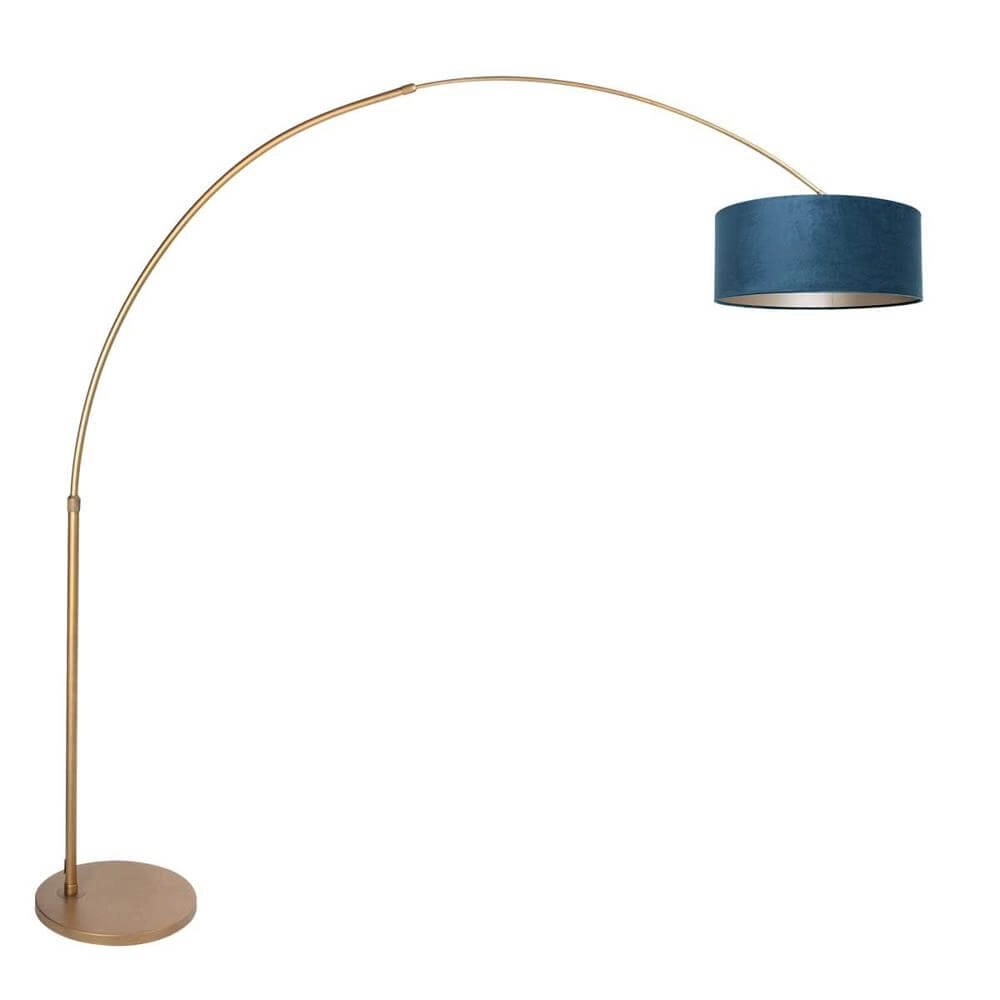 Booglamp Sparkled Light brons met blauwe kap Ø 45cm