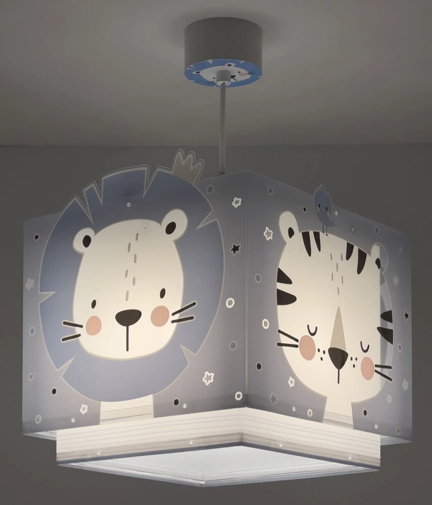 Kinderkamer hanglamp Baby Jungle soft blauw met wit Dalber 8420406002842