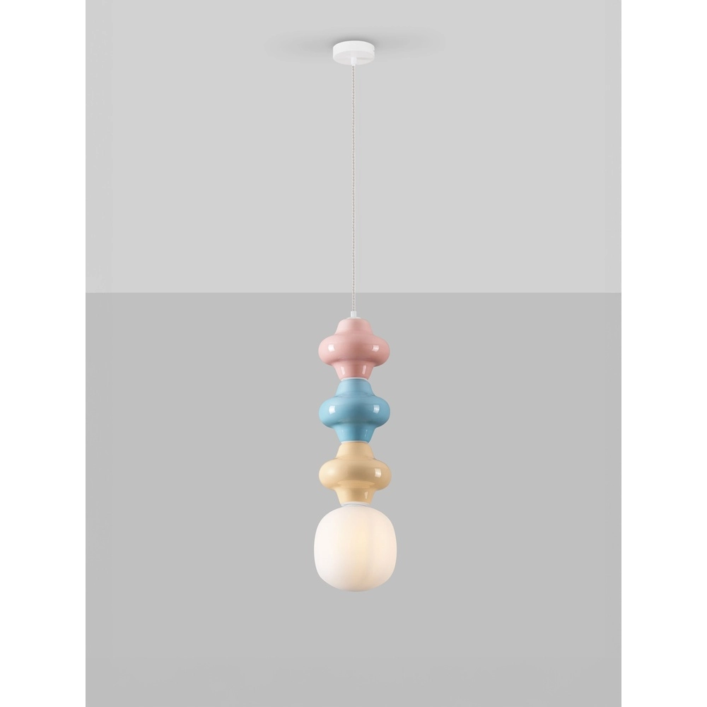 Hanglamp Clio L gekleurd keramiek met wit glas Lyora 5212017461308