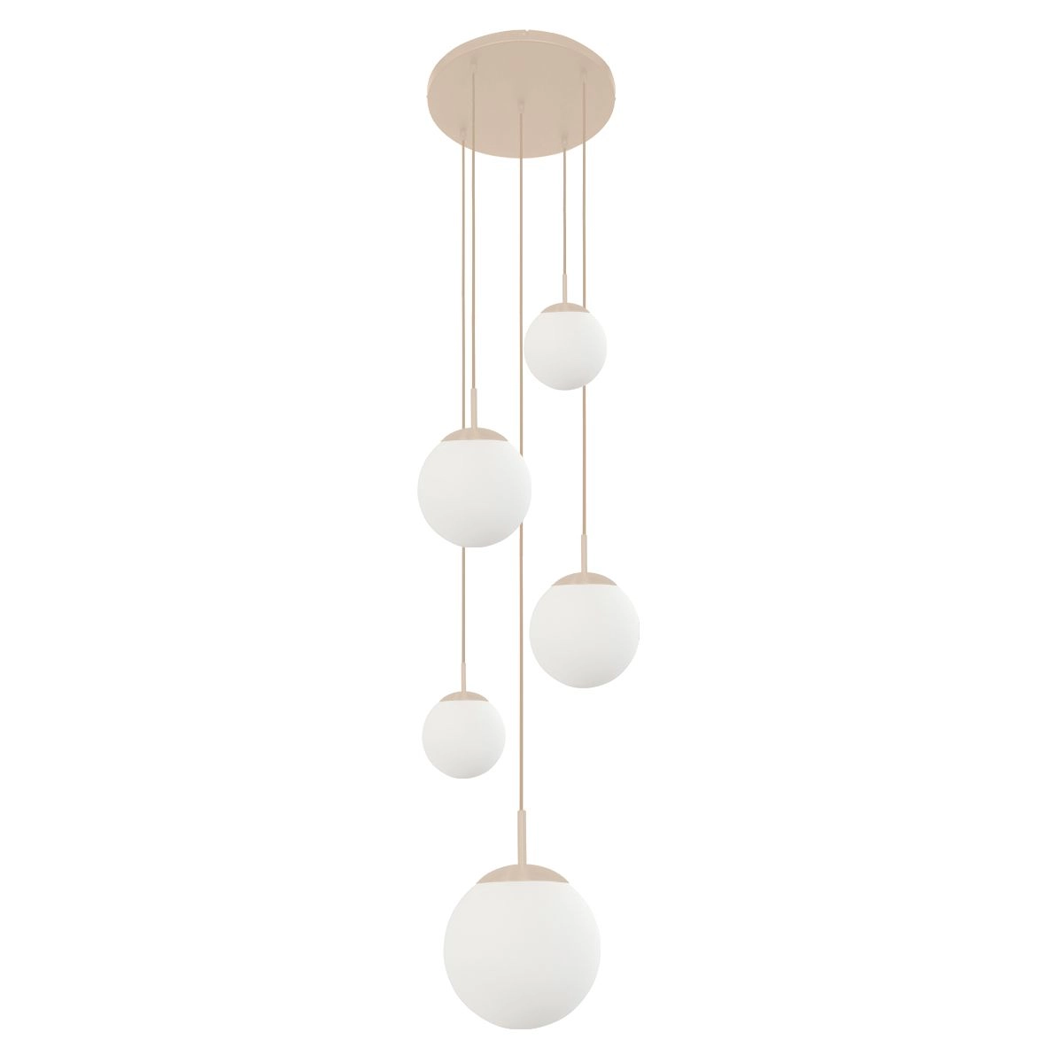 5-lichts vide hanglamp Bollique Zand met opaal glas Steinhauer 8712746187182