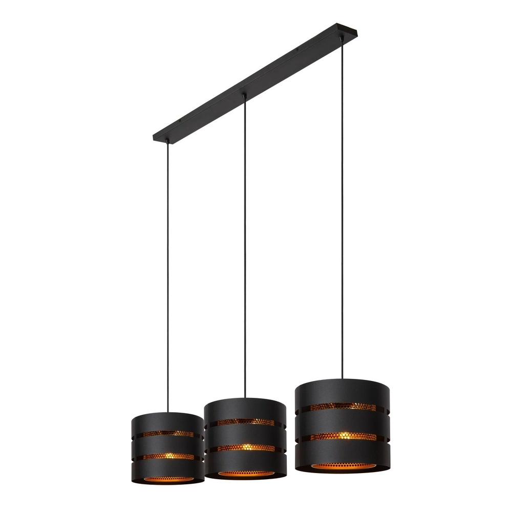 Hanglamp Rosas 3-lichts zwart met goud Lucide 5411212211828