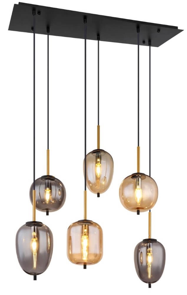 6-lichts hanglamp Blacky zwart