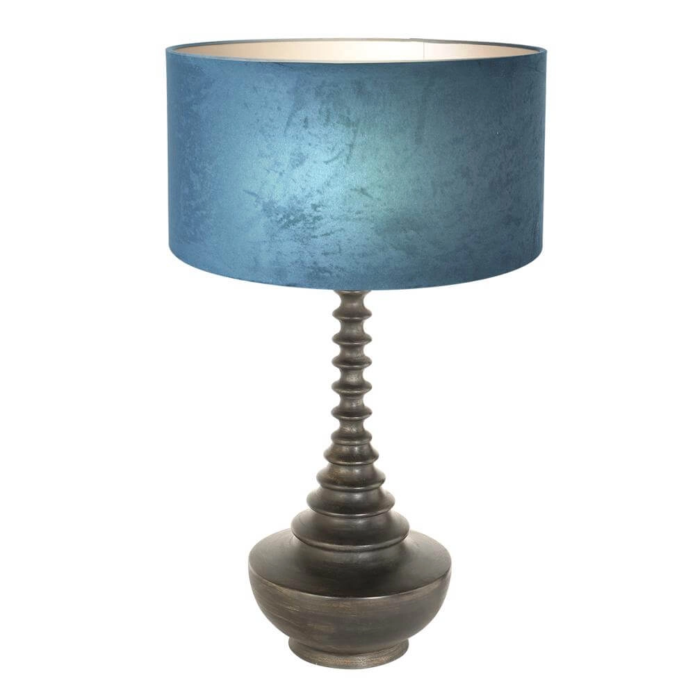 Unieke tafellamp Bois met blauwe kap Steinhauer 8712746172621