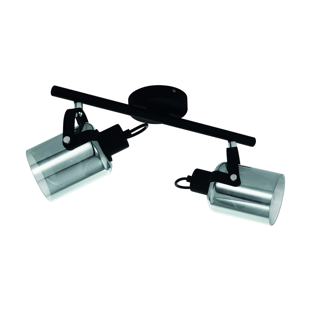 Plafondlamp Berregas 2-lichts zwart met chroom