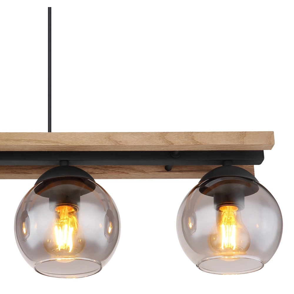 4-lichts hanglamp Conni zwart met hout Globo 9007371451739
