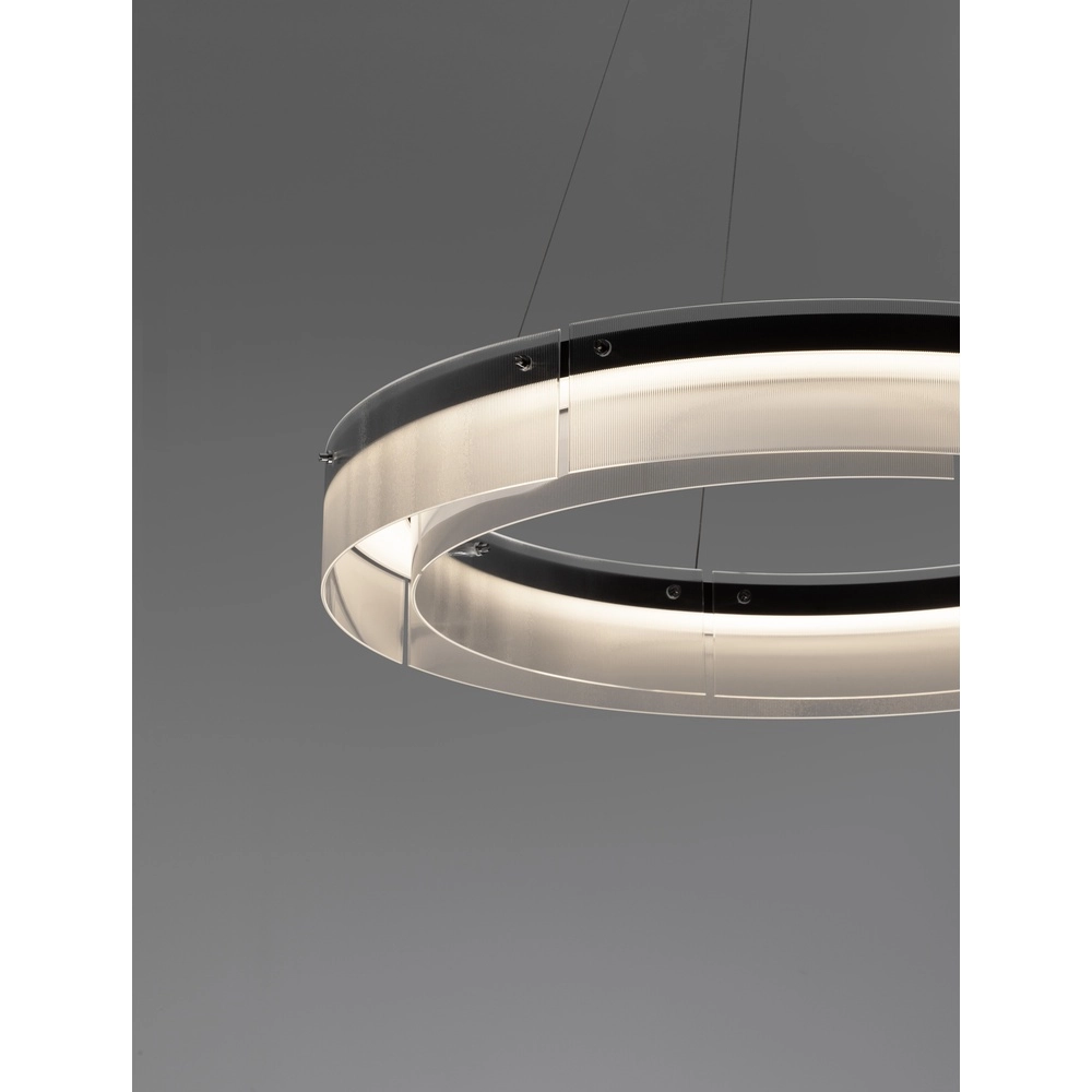 Design hanglamp Pauline zwart met glas Ø 85cm Lyora 5212017445391