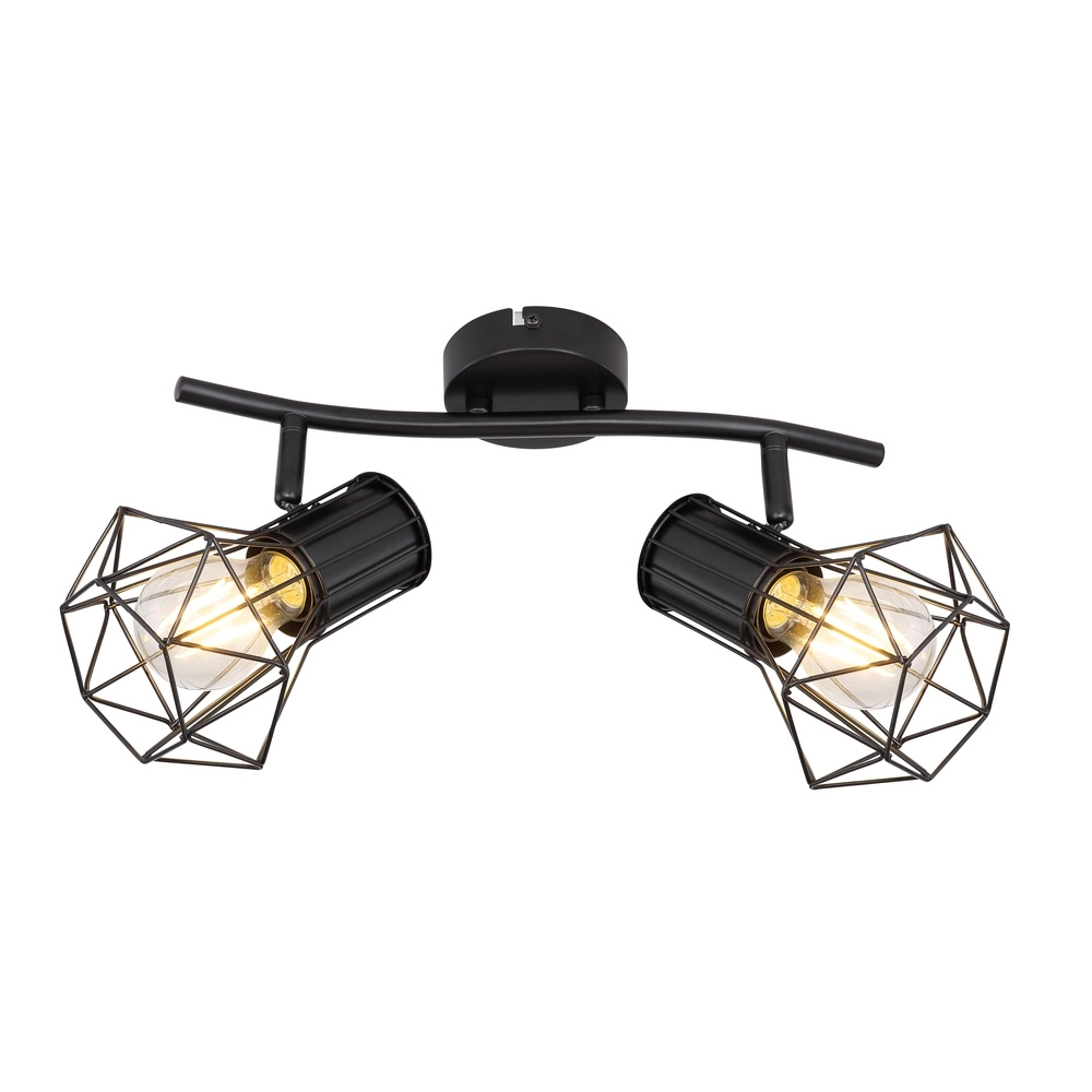 Plafondlamp Priska 2-lichts zwart Globo 9007371400171