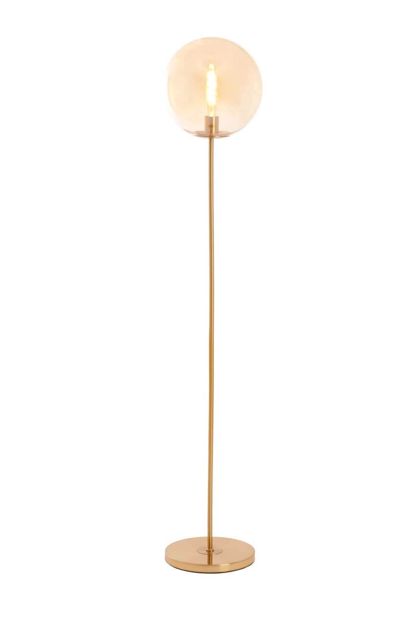 Gouden vloerlamp Medina met amber glas