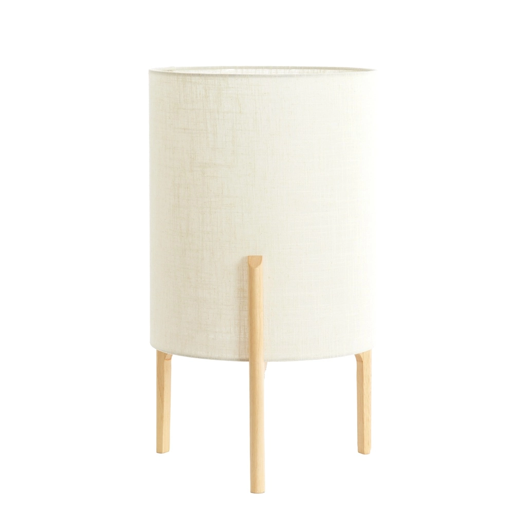 Schemerlamp Litto Ø 35cm - houtlook met naturel linnen
