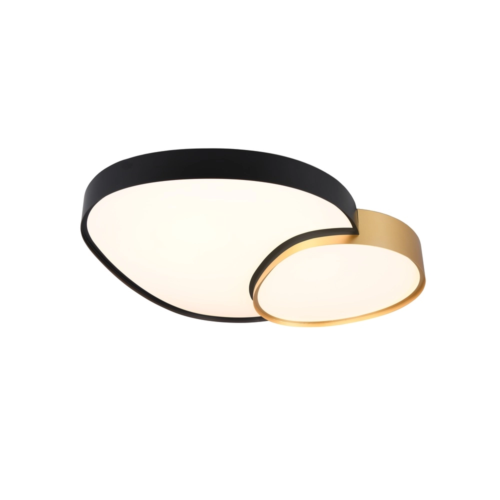 Organische plafonniere Rise 77cm zwart met goud