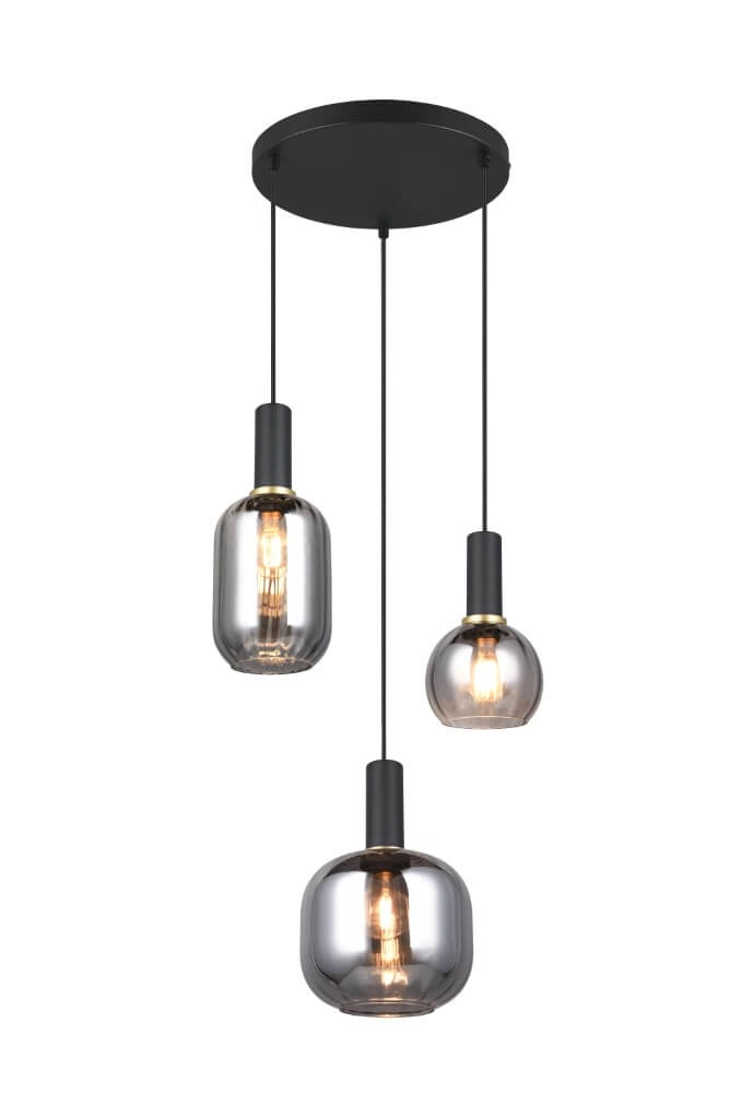 Eetkamer hanglamp Diva 3-lichts - smoke glas Trio 4017807614565