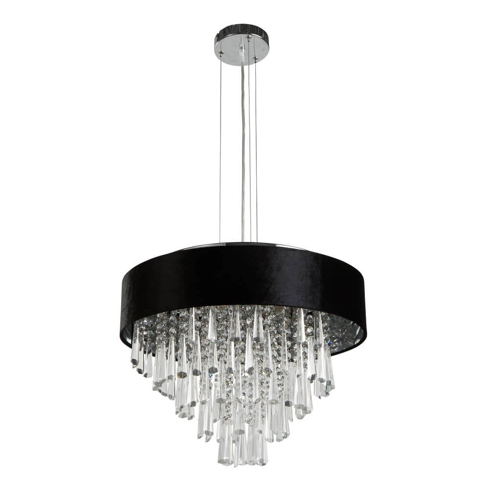 Kroonluchter Glamour zwart met chroom