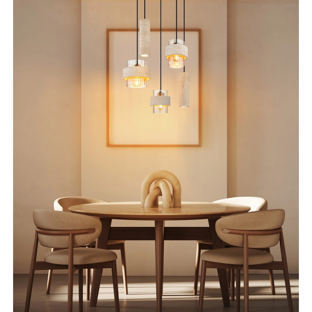 5-lichts hanglamp Daren zwart met marmer Globo 9007371580668