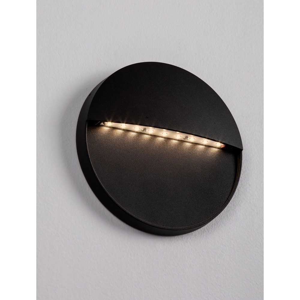 Ronde wandlamp Rodix zwart
