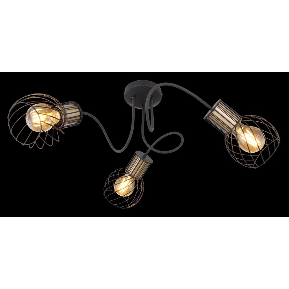 Plafondlamp Argusto 3-lichts zwart Globo 9007371393718