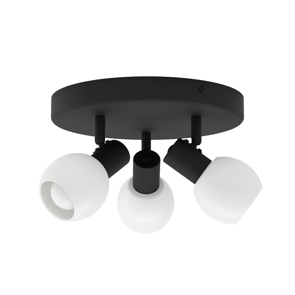 Plafondlamp Castellazo 3-lichts zwart met glas Ø 25cm Eglo 9008606392148
