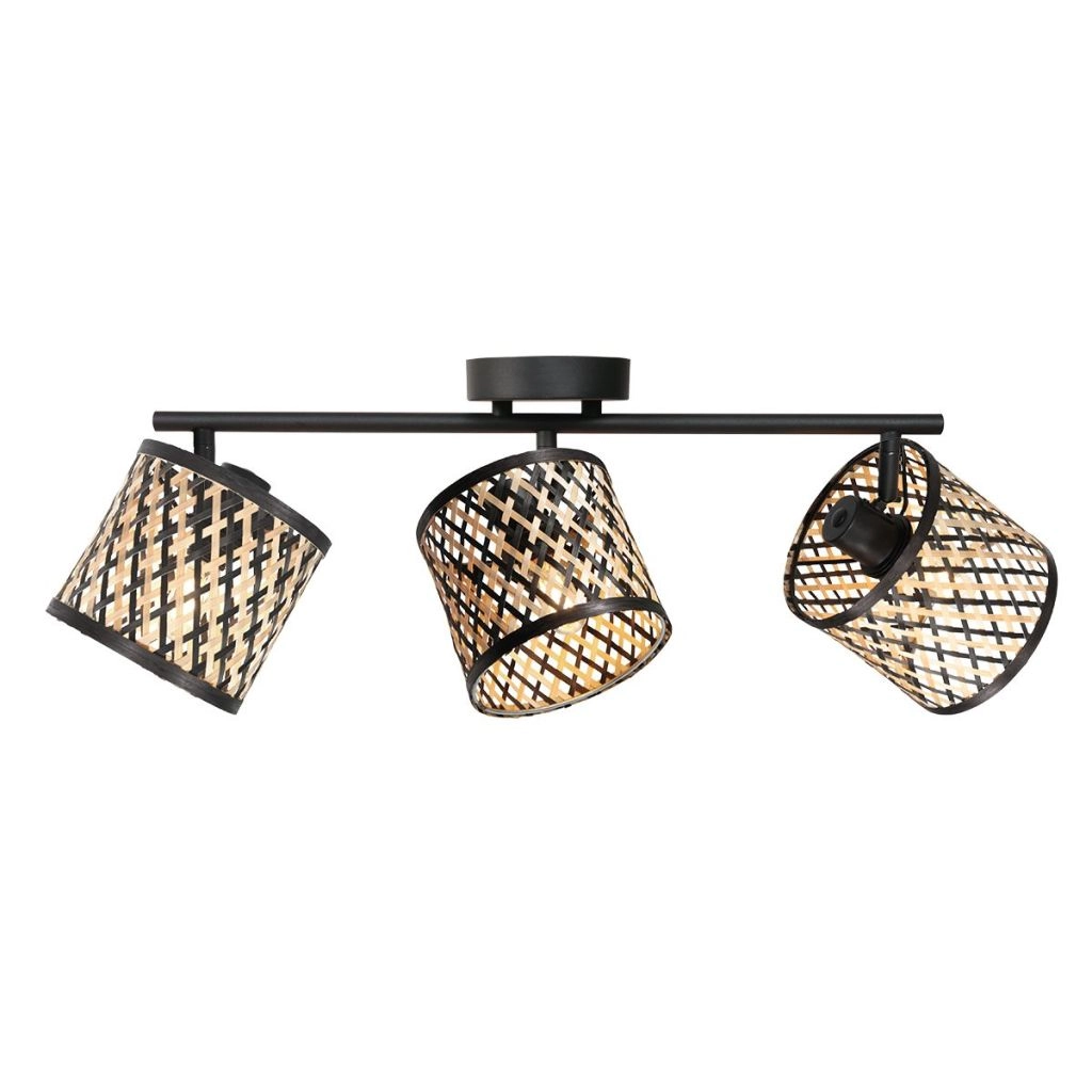 Plafondlamp 3-lichts Sumba met bamboe kappen Ø12cm Steinhauer 8712746182835
