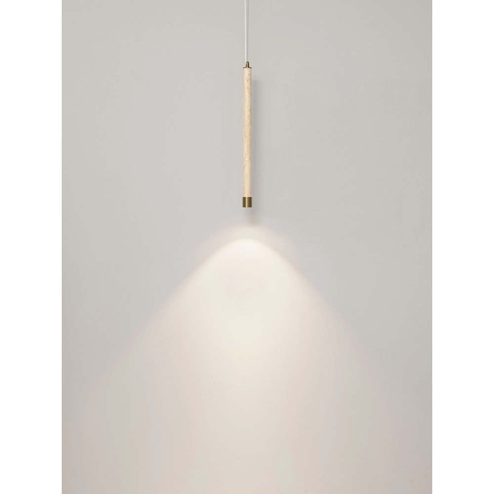 Moderne hanglamp Muse goud met zand bruin travertin Lyora 5212017495792