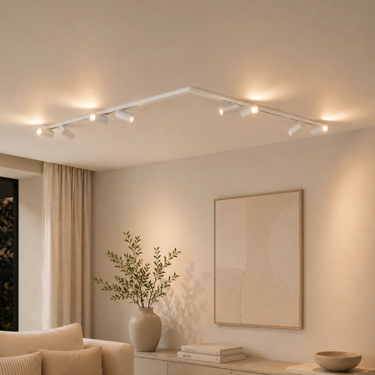 8-lichts plafondlamp Oso wit