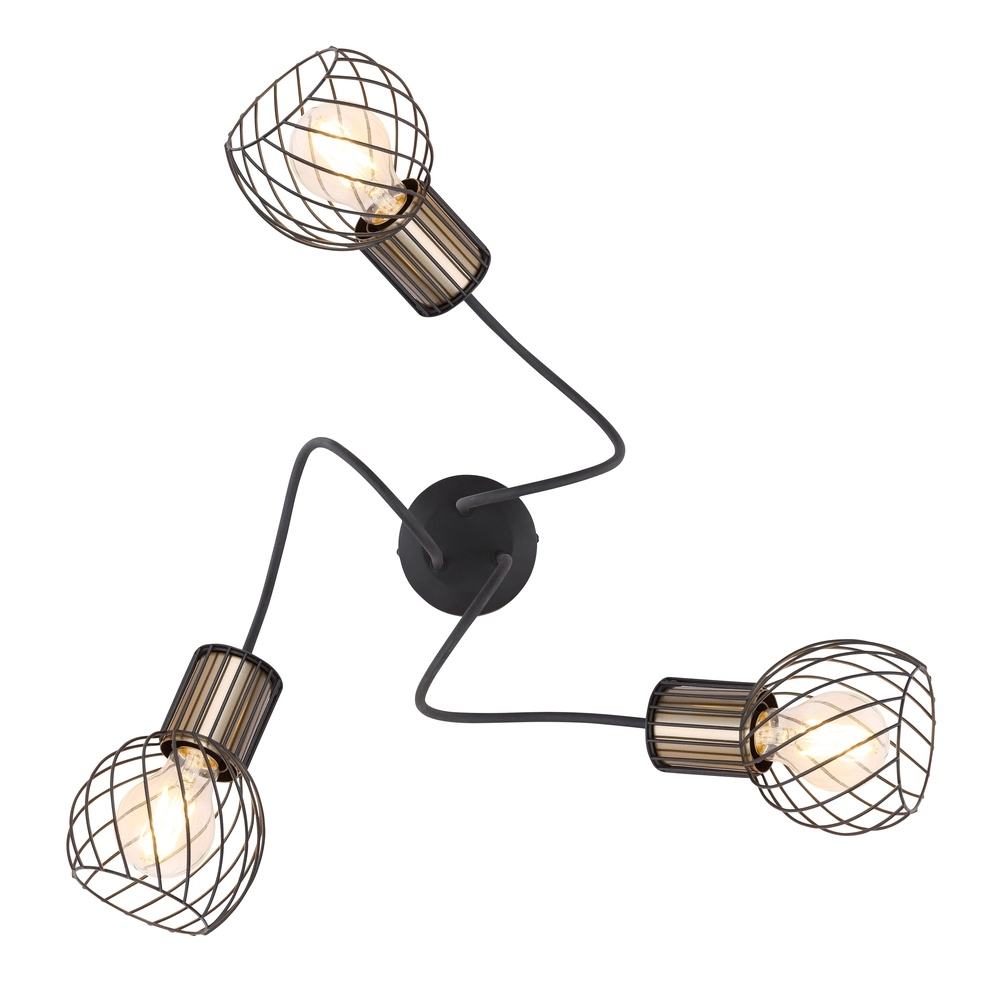 Plafondlamp Argusto 3-lichts zwart Globo 9007371393718