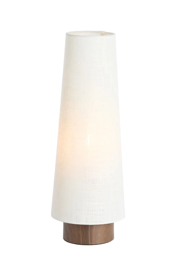 Tafellamp wit Howie met donker hout Ø 19cm Light & Living 8717807759414