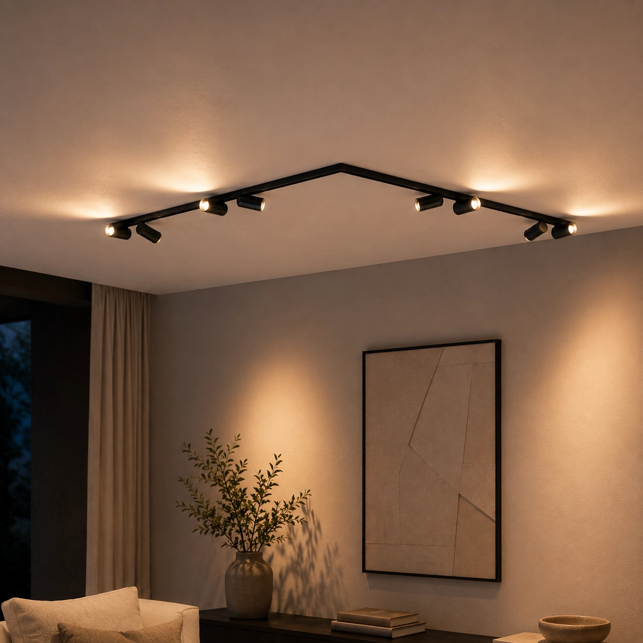 8-lichts plafondlamp Oso zwart