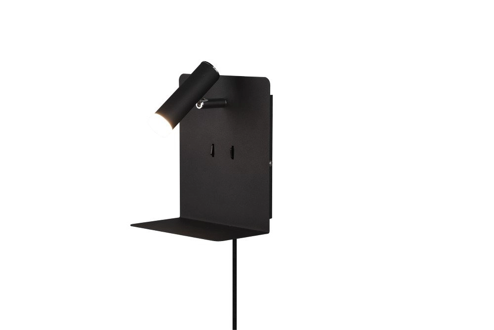 muur licht Element met schapje mat zwart Trio 4017807399882