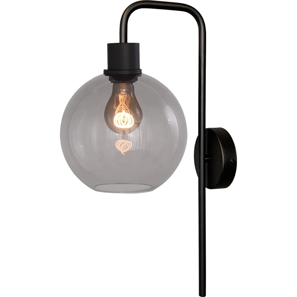 Wandlamp Lazise zwart met smoke glas
