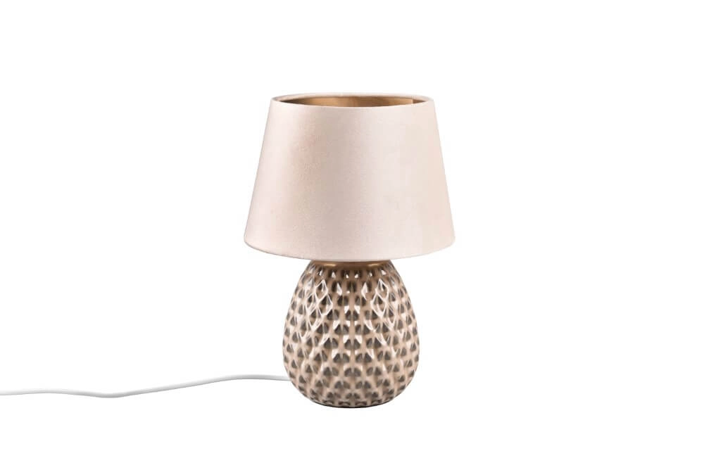 Bruine tafellamp Ariana met taupe kap M