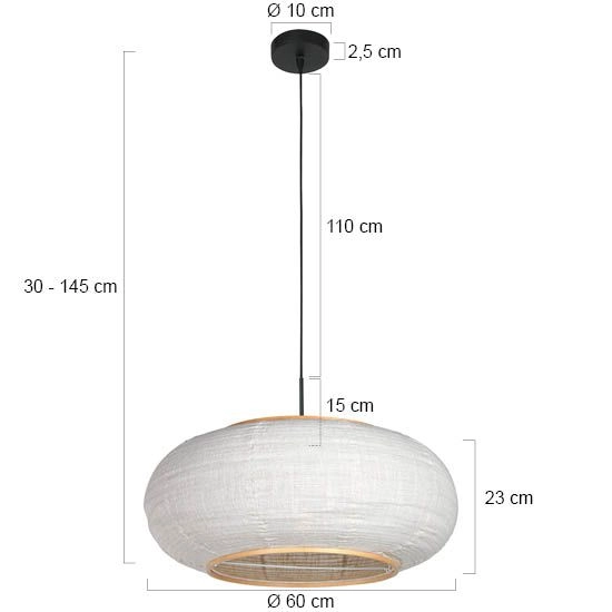Hanglamp Silva Alba met witte kap Ø60cm Steinhauer 8712746185355
