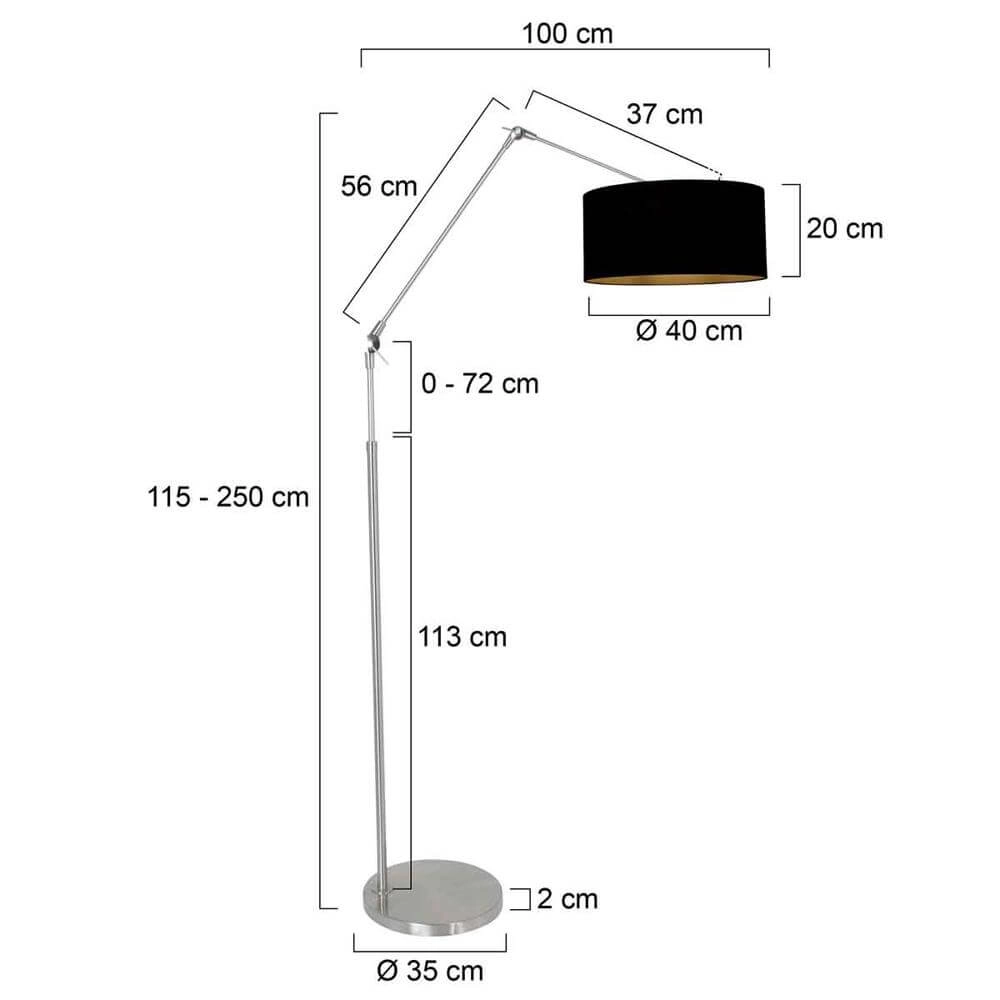 Vloerlamp Prestige Chic metaal met zwarte kap Steinhauer 8712746175592