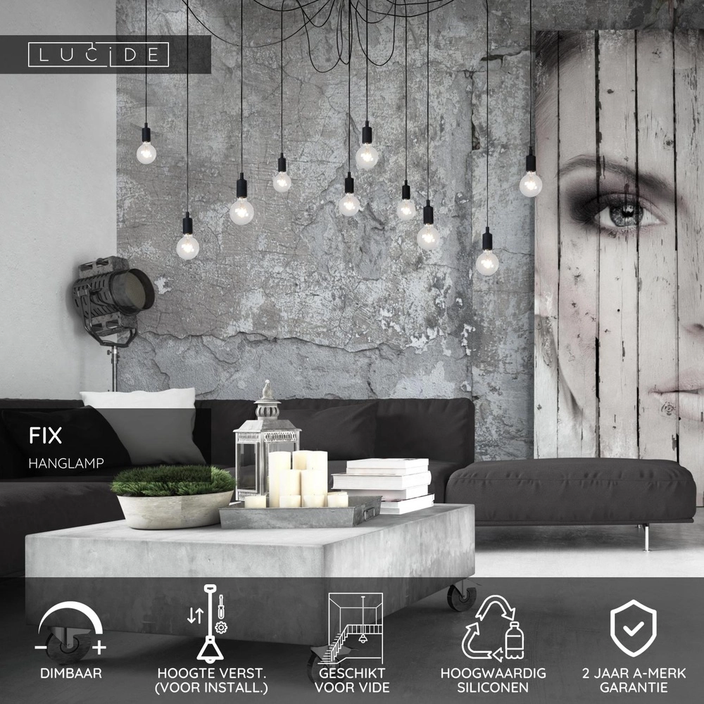 10-lichts hanglamp zwart Fix geschikt voor vide Lucide 5411212082718