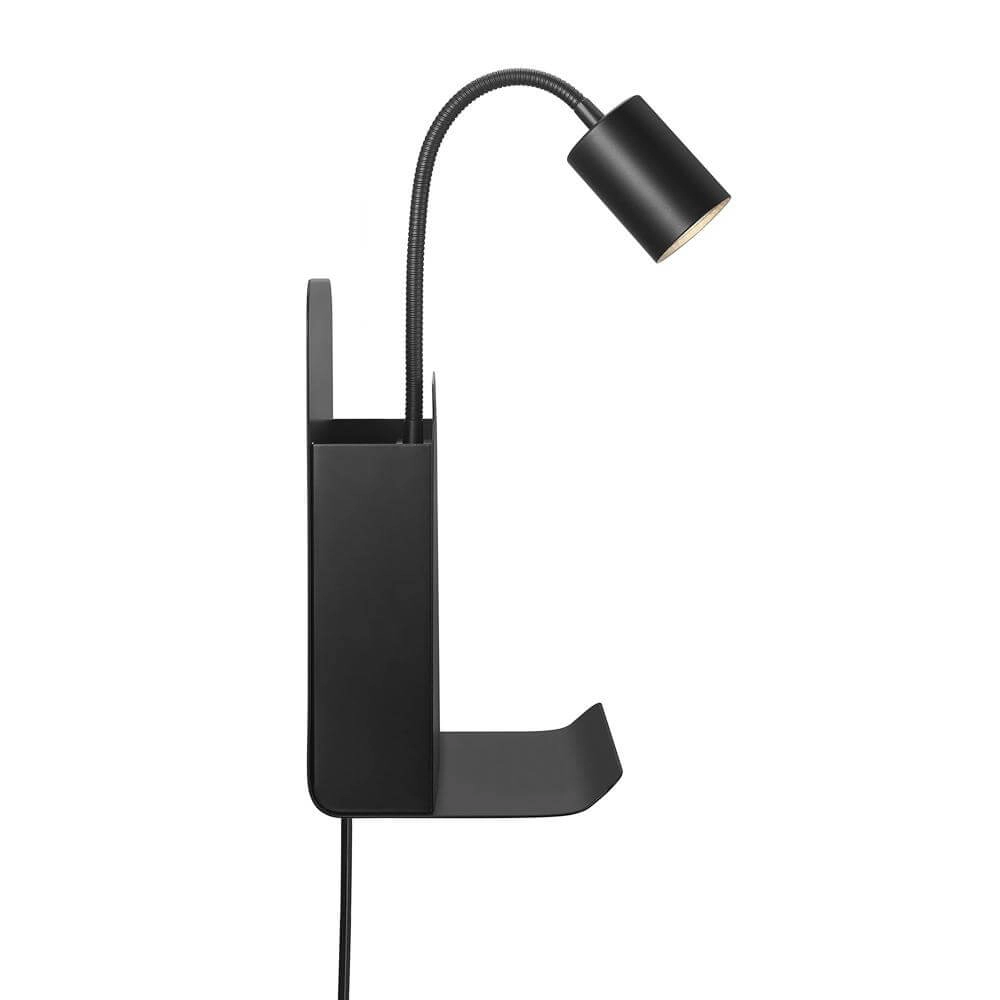 Zwarte wandlamp Roomi met usb-aansluiting Nordlux 5704924005664