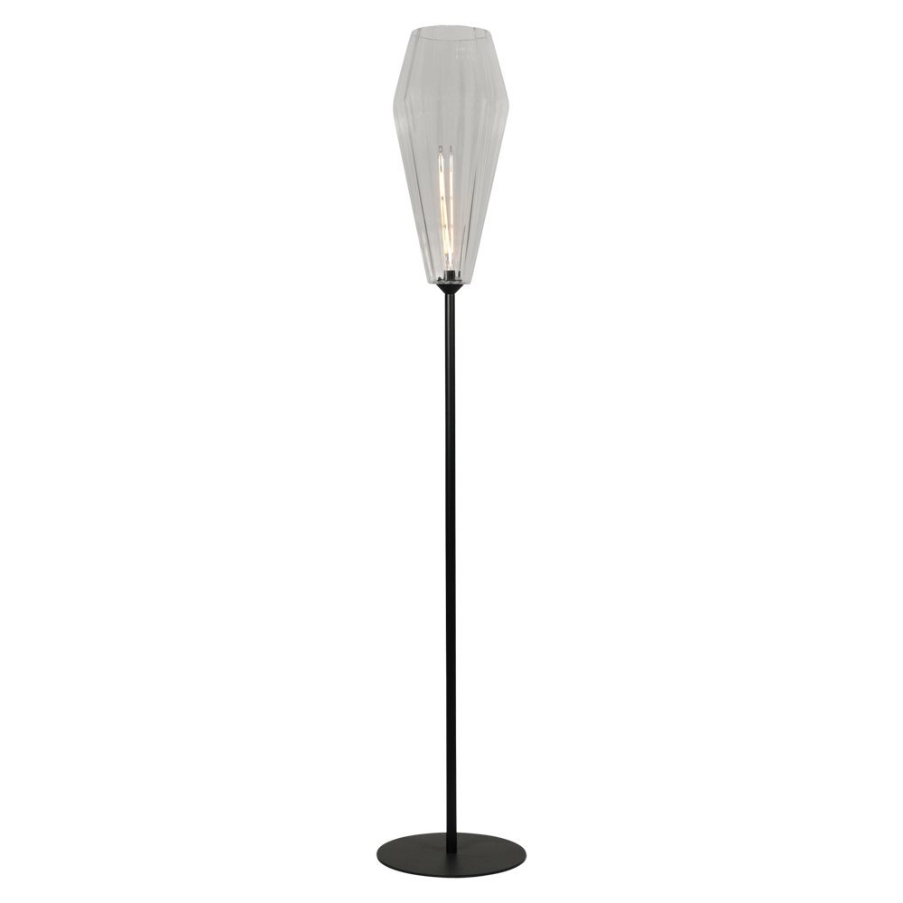 Zwarte vloerlamp Diamond 190cm met helder glas