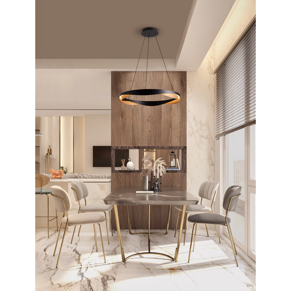 Hanglamp Radon Ø 65cm zwart met goud Lyora 5212017452504