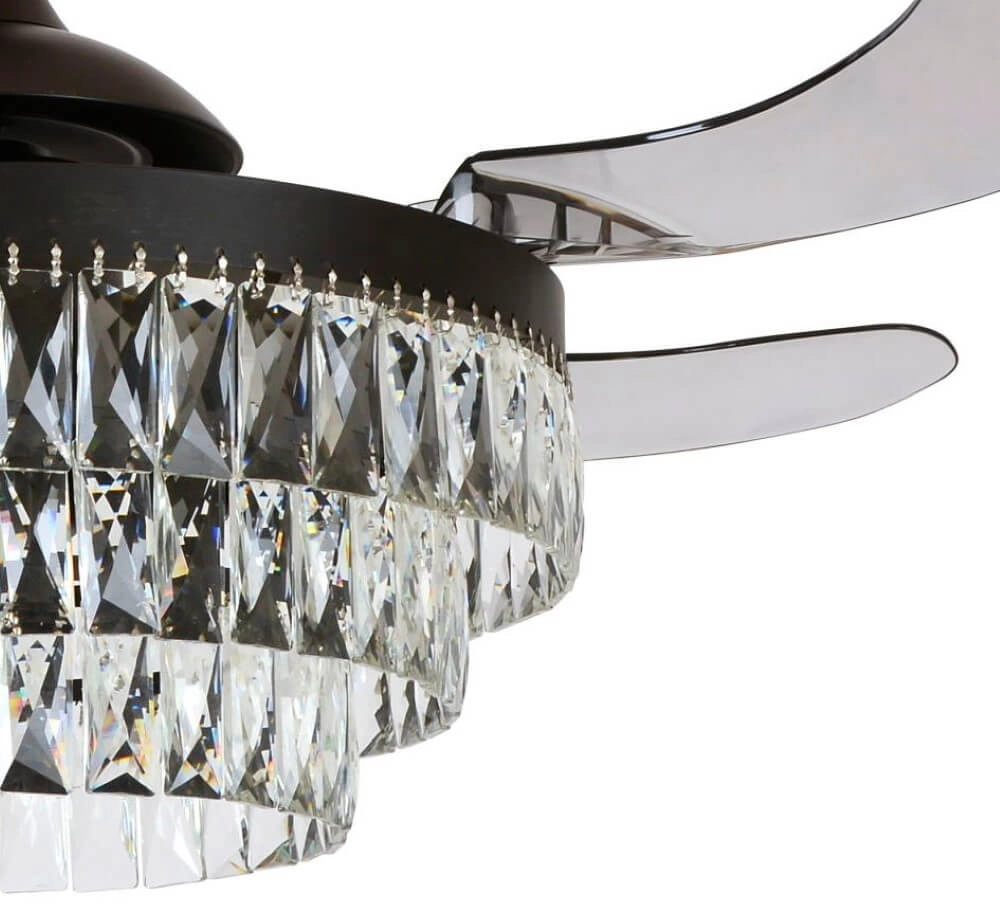 Zwarte plafondventilator met kristal Fanway Veil Ø 122cm Beacon 9333509143970
