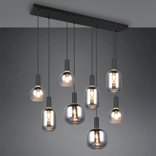 Eetkamer hanglamp Diva 8-lichts - smoke glas