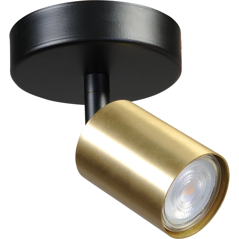 Plafondlamp zwart Bounce met gouden spot