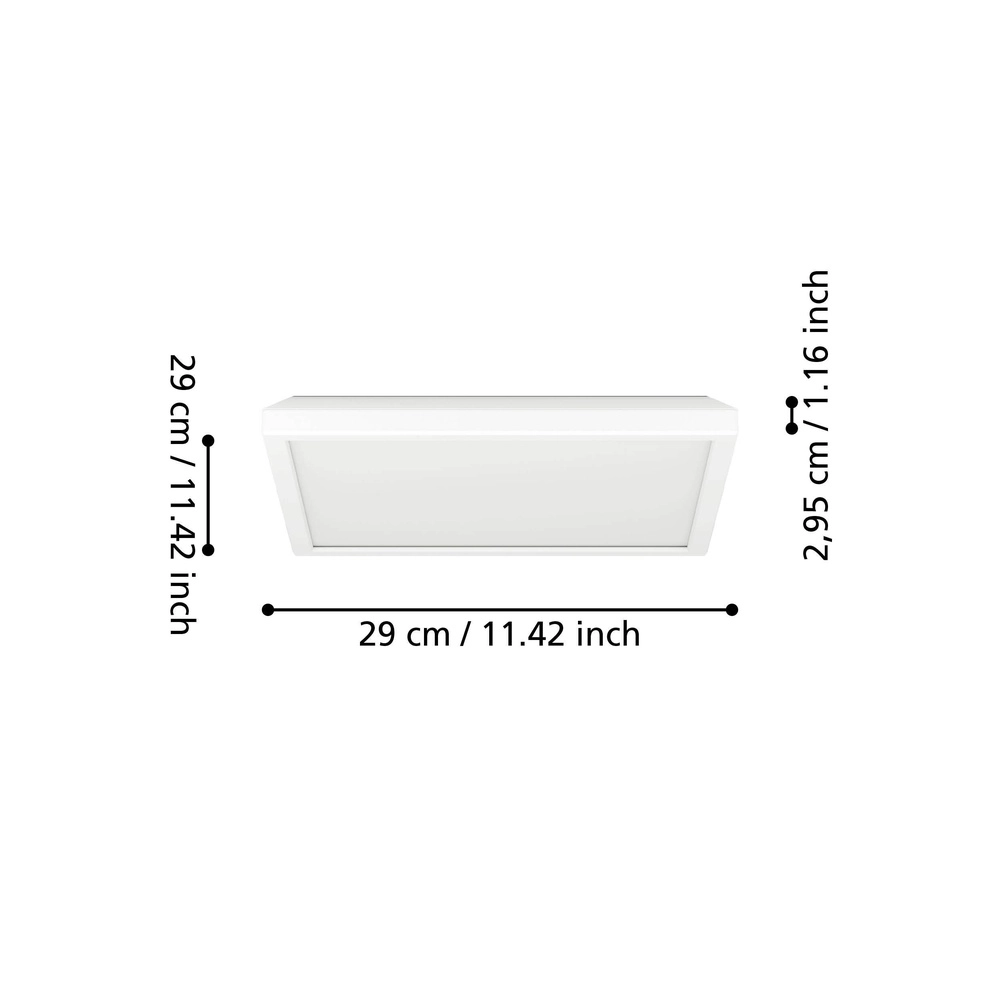 Badkamer plafondlamp Rovito vierkant - wit - 29x29cm Eglo 9008606329946