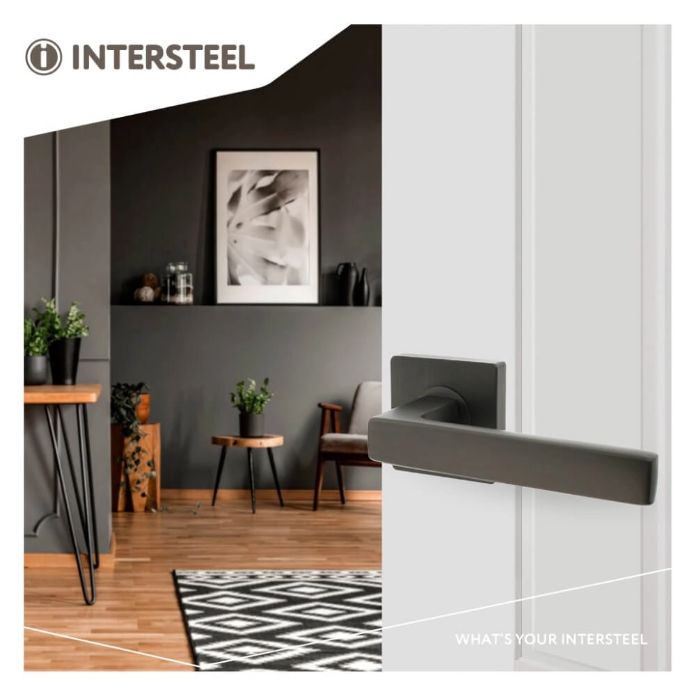 Strakke deurklink Hera vierkant antraciet Intersteel 8714186539163